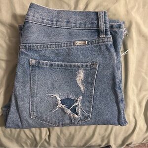 KanCan straight leg ripped/patched jeans
